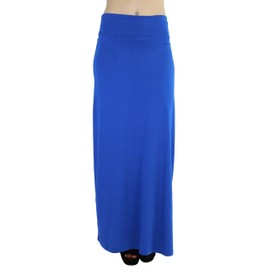 tobeinstyle Mujer Plus Size Cintura Ancha Side Shirring largo falda, Azul, Grande