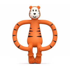 Mordedor de silicona para bebé de 3 meses, fácil de sostener y encaja naturalmente en la boca, sin BPA de grado alimenticio con protección BioCote, estimula y masajea las encías, tigre de peluche