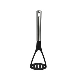 Millvado Potato Masher, Strong Stainless Steel Handle with Heavy Duty Plastic Base, 11.5 Inch Black Mashed Potatos Masher, Hand Smasher for Vegtables