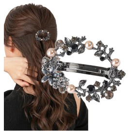 Herbeluemily Barrette, Stays Secure, Bijou Pearl, Hair Clip, Oval, Stylish, Adult, Champagne Pearl