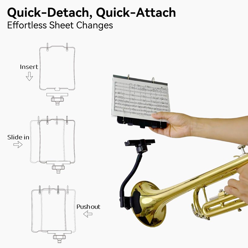 MusBoard Marching Lyre MB-ST10, Adjustable Marching Band Music Lyre for