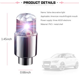 Fluher 6 PCS Car Tire Valve Light, Cool Modify Night Light Safety Shock Sensor Flash Light, Waterproof Tire Valve Stem LED Cap, Universal Wheel Decoration Accessory for Car Motorcycle (Multicolored)