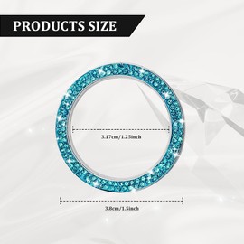 Tecledsn 1PCS Car Bling Crystal Engine Start Ring Decals, Sparkling Push Start Button Sticker, Car Engine Start Stop Decoration Ring, Sparkling Car Accessories for Women (Lake Blue, 1PCS)