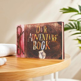 Scrapbook Photo Album,Our Adventure Book Scrapbook, Embossed Words Hard Cover Movie Up Travel Scrapbook for Anniversary, Wedding, Travelling, Baby Shower, etc (Retro Adventure Book)