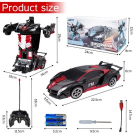 Transformer Remote Controlled Car Toy for Children 3-12, 2-in-1 Transform Robot Toy, 2.4GHz Deformation Robot RC Car, 360° Rotation RC Car Robot for Boys Girls Gifts