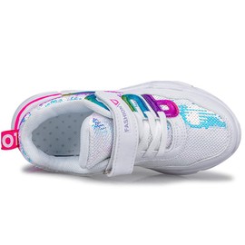 HSNA Girls' Sparkle Scales Trainers Children's Shoes with Velcro Fastening (28-38 EU), White