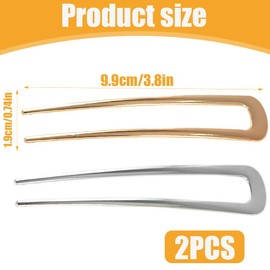 GXGM Hair Pin Hair Pins Large Metal U-Shaped Hairpin Hair Pin 2 Prong Updo Chignon Pins Hair Pins U-Shaped French Style Hair Updo for Women Girls Pack of 2, bronze