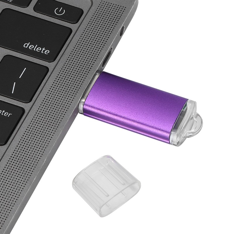 USB Flash Drive Transparent Cover Purple Portable Storage Memory Stick