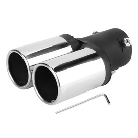 Car Exhaust Pipe, Stainless Steel Universal Car Modified Double Exhaust Pipe, End Silencer, Tailpipe for Silencer Parts for Car, Exhaust Tips for Exhaust Trim, Exhaust Trims, Double Exhaust