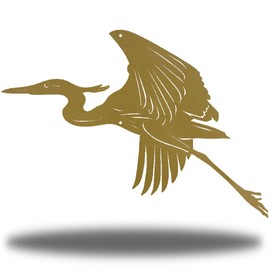 Riverside Designs Heron Coastal Beach Outdoor Metal Wall Art | Made in USA | Multiple Colors and Sizes (18", Gold)