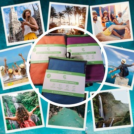 Microfibre towels, compact, ultra lightweight & quick dry sports towels - the perfect gym, travel & beach towel - swimming towel for sports, camping & hiking (Purple, XL - 150x85cm)