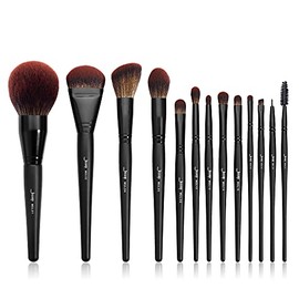 Jessup - Juego de 13 brochas de maquillaje profesionales veganas para base, polvos, contorno, rubor, resaltador, sombra de ojos, difuminado, corrector