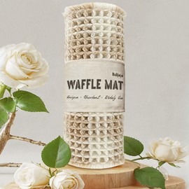 Bulijojo Checkered Bathroom Rugs Mat,Upgraded Waffle Bath Mat,Super Absorbent Non Slip Bath Rugs,Machine Washable Bathroom Floor Mat Beige 18" x 30"