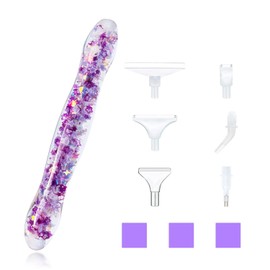 NINVVS 1pc Purple Diamond Drawing Pen, Diamond Drawing Pen Accessories, Glow Diamond Art Pen for Painting Craft DIY Nail Art, with 6 Diamond Pen Replacement Tips and 3 Pcs Putty Clay