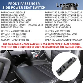 10-Way Power Seat Switch Front Left Driver Side Recliner Adjust&Tilt Control Fits for 2006-2019 Ford 2006-2019 Lincoln 2006-2011 Mercury Replaces 9L3T-14B709-FAW 9L3Z-14A701-FB Button Switch