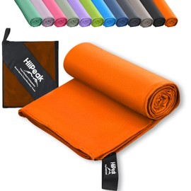 HiiPeak Microfibre Towel Compact and Lightweight Microfibre Towels Fitness Quick-Drying Microfibre Bath Towel Absorbent Sports Towel Swimming and Gym Towel (Orange, XS - 50 cm x 30 cm)