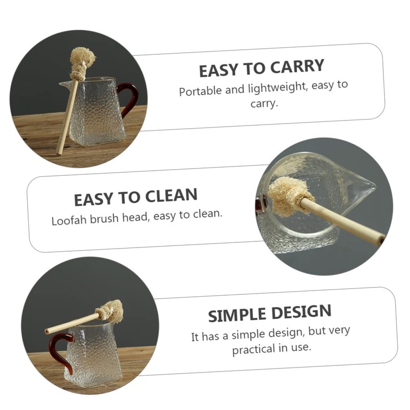 Baluue Handle Loofah Sponge Cleaning Brush for Pot Cup Compact