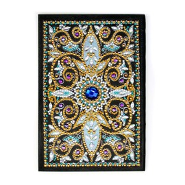 DIY 5D Diamond Painting Mandala Flower Cross Notebook Kits Cover Leather Special Shaped Journal Sketchbook Crystal Stitch Art Hardcover Dairy Book Festival Birthday Gift 20.7x14.2cm, (NB04)