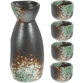 Luxshiny Juego De Sake Japonés Juegos De Sake De Cerámica Tradicional 1 Botella De Sake 4 Tazas De Sake Copas De Vino De Cerámica Olla De Sake Vaso De Sake Vaso De