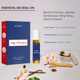 Aromafume Nag Champa Essential Oil Roll-On Blend 10ml | Made with Sandalwood, Jasmine, Ylang Ylang & Champa flower extracts | Ideal for meditation & rituals | Pure Oil