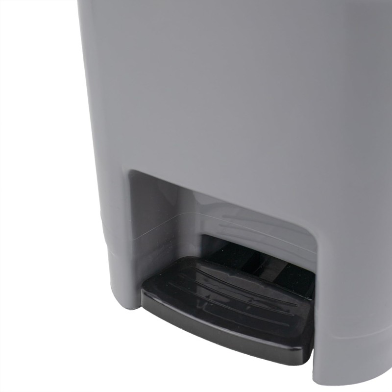 JVL Slim Plastic Lidded Foot Pedal Waste Bin, 10L, Grey