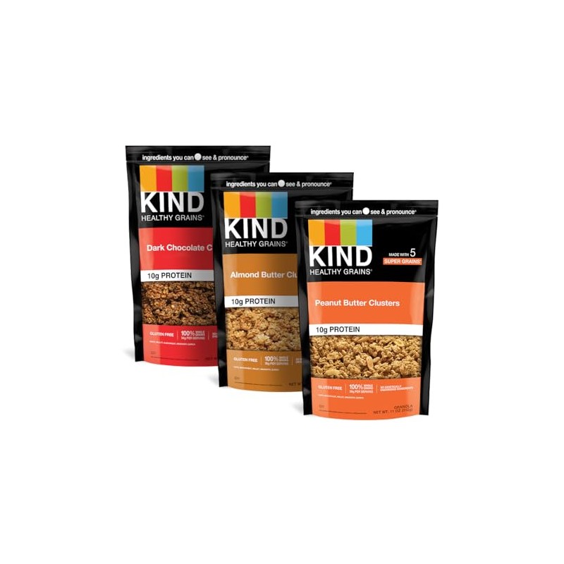KIND Healthy Grains Clusters, Granola Variety Pack, Healthy Snacks, Good