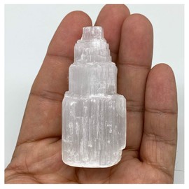 1pc, 2.2"-2.3", Natural Rough Solid Selenite (Satin Spar) Crystal Tower, Small Skyscraper Raw Morocco,