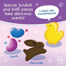Easter Bunny Scratch and Sniff Puzzle by Peaceable Kingdom | Easter Candy 76 Piece Jigsaw Puzzle for Kids