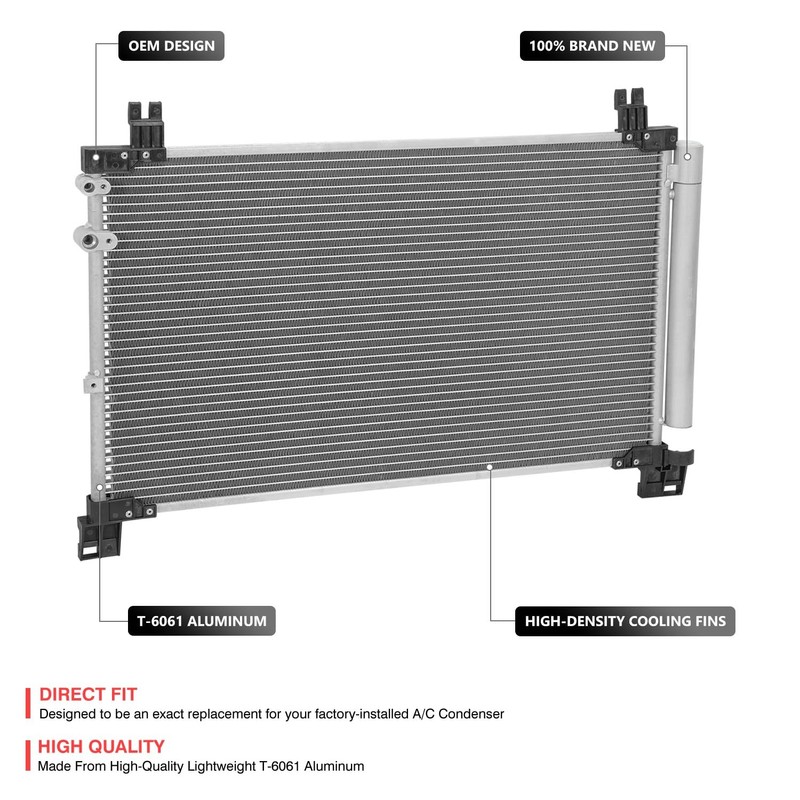 DNA MOTORING Aluminum Air Conditioning A/C Condenser Compatible with Lexus