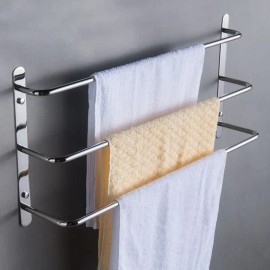 Hand-polished 304 Stainless Steel Three-Towel Bars Towel Rack Wall-Mounted Multilayer Bathroom Accessories 17.72 InchColor: As Picture Color