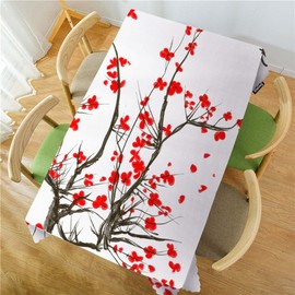 Swono Japanese Cherry Table Cloth Ink Painting Flower Blossom Cherry Pink Rectangle Tablecloth Picnic Table Cover BBQ Table Cloths Polyester for Kitchen 50x72 Inch