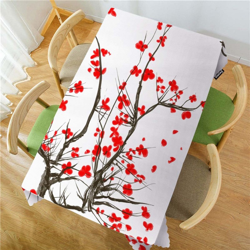 Swono Japanese Cherry Table Cloth Ink Painting Flower Blossom Cherry