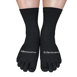 EDENSWEAR EDENSWEAR Zinc-Infused Moisturizing Tencel Toe Socks for Adult with Eczema (Black,M)