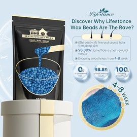 Lifestance Lifestance Chamomile 450g Wax Beads, Coarse Hair Removal Formula, Hard Wax Beads for Brazilian Bikini - Legs - Underarm- Private Part, Waxing Beads with 10 Applicators for Wax Warmers