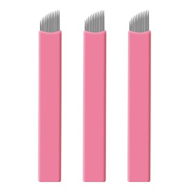 Pack of 50 Disposable Pink Microblading 0.15 mm Nano Needles Perfect for Hair Strokes Eyebrows Thinnest Needles on the Market (12 Slope)