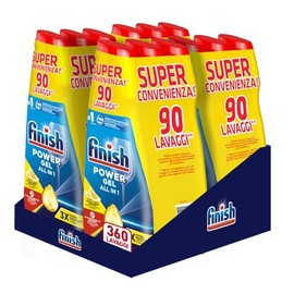 Finish Powergel Geschirrspülmittel, flüssig, multifunktional, fettlösend, Zitrone, mehrfarbig, 600 ml, 12 Stück