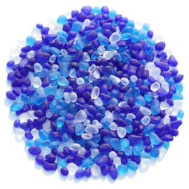 QYGL Sea Glass Stones - 0.55LB Blue Mixed Frosted Glass Pebbles Gemstones - Perfect for Aquarium Rocks, Fish Tank Gravel, Vase Fillers, DIY Crafts, and Home Decor