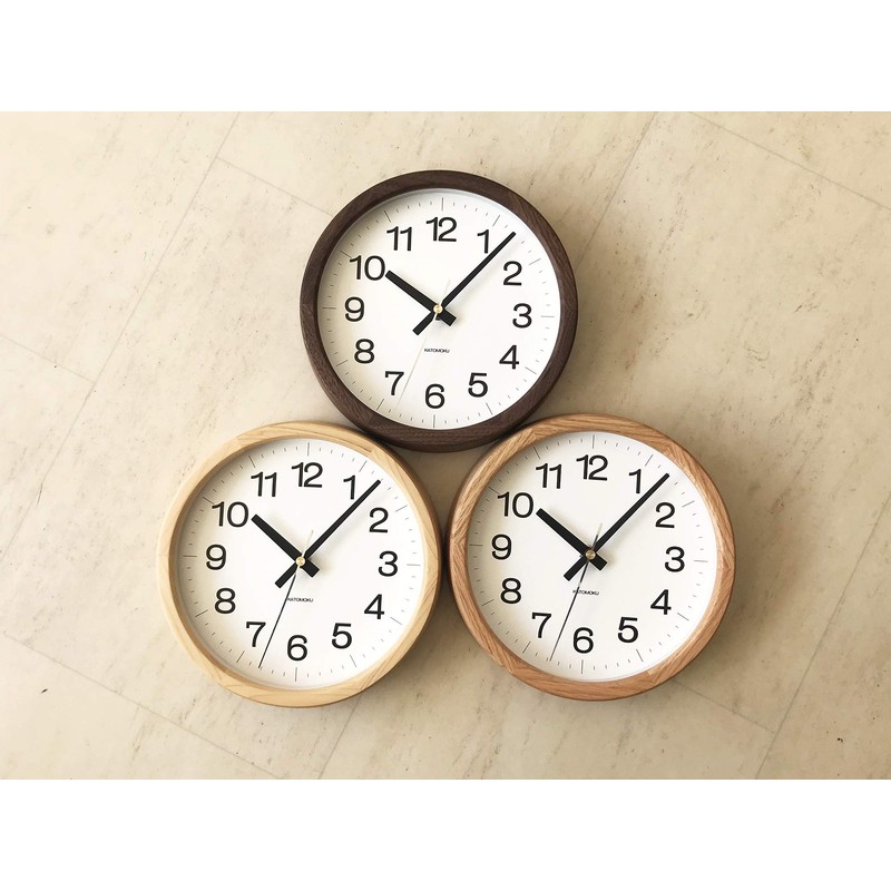 KATOMOKU Muku Clock 16 Oak Wall Clock, Continuous Second Hand,