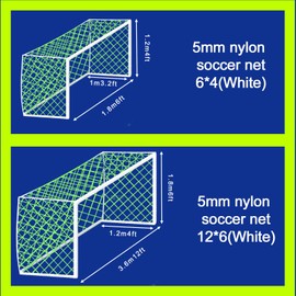 caichuxiye Glow in The Dark Soccer Net,Luminous Soccer Goal,Soccer Goals for Backyard,Soccer Net Replacement,12x6 and 6'x4 Soccer Goal Net Replacement,Post Not Included. (Green, 12 * 6 * 4)