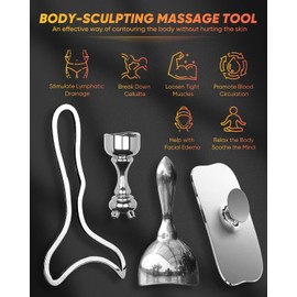 ONUEMP Stainless Steel Therapy Massage Tools, Gua Sha Scraping Body & Face Massager, Maderoterapia Kit Colombiana for Ice Body Sculpting, Lymphatic Drainage, Cellulite Remover, Relieve Sore Muscle