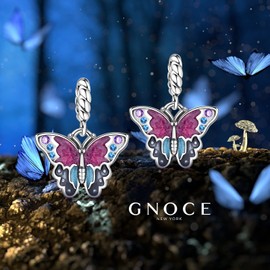 GNOCE Butterfly Pendant Charm Sterling Silver Dangle Charm Bead Fit Bracelet/Necklace Gift For Women Wife