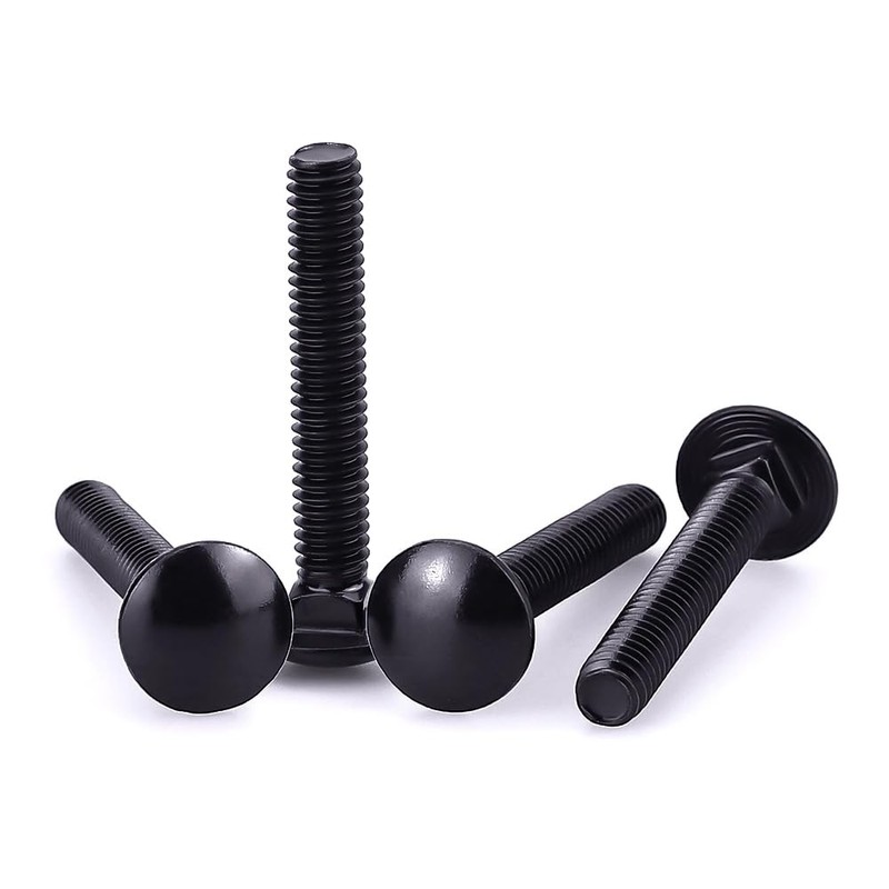 5/16-18 x 1-1/2" Black Steel Carriage Bolts, 304 Stainless Steel