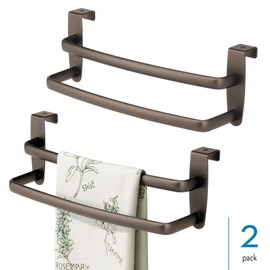 iDesign 9-inch Over-the-Cabinet Double Towel Bar - Set of 2 - Bronze