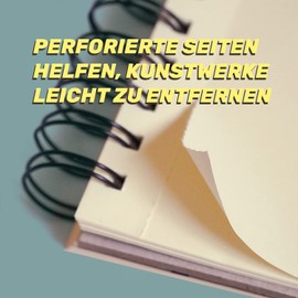 Lobome A4 Toned Tan Drawing Pad, Sketchbook A4 with 60 Perforated Pages (120 Sheets) for Light and Dark Dry Media, 120 GSM DIN A4 Sketchpad, 100% Recycled & Acid-free Kraft Paper