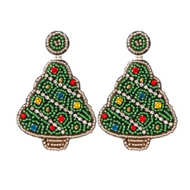 FUNOJOY Christmas Earrings for Women - Beaded Christmas Earrings, Hypoallergenic Christmas Tree Cake Bow Dangling Earrings Holiday Jewelry Gift for Women