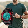 Men's Digital Sports Wristwatch, Multifunctional, LED Display, Outdoor Wristwatch, 04-red,