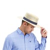 Dockers Men's Straw Fedora Hat, Tan/Navy, S/M