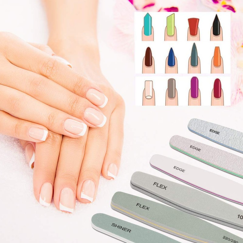GeekerChip Professional Nail File Set [6 Pieces], Professional Double Sided
