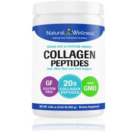 Natural Wellness Collagen Peptides Powder (Type I, III), 9.88 oz, Pack of 1, Promotes Hair, Nail, Skin, Bone and Joint Health, Unflavored
