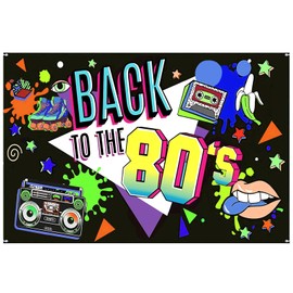Maxqzin 80s Party Decorations Theme Party Decorations Back to The 80s Banner Hip Hop Backdrop for Themed Photo Booth Background Supplies